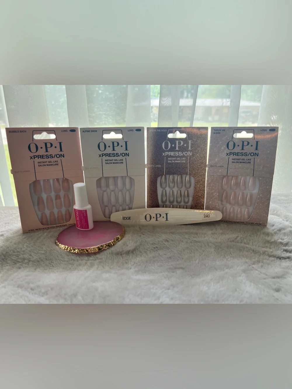 OPI xPRESS/ON Press-On Nails BUNDLE (4) | Bubble Bath Alpine Snow Break the Gold